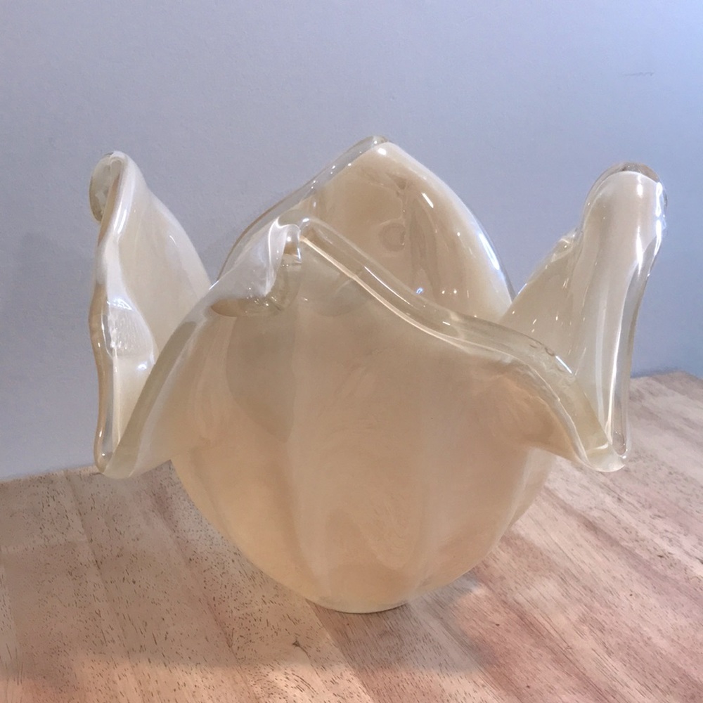 Vintage MURANO Handmade Glass Handkerchief Design Vase